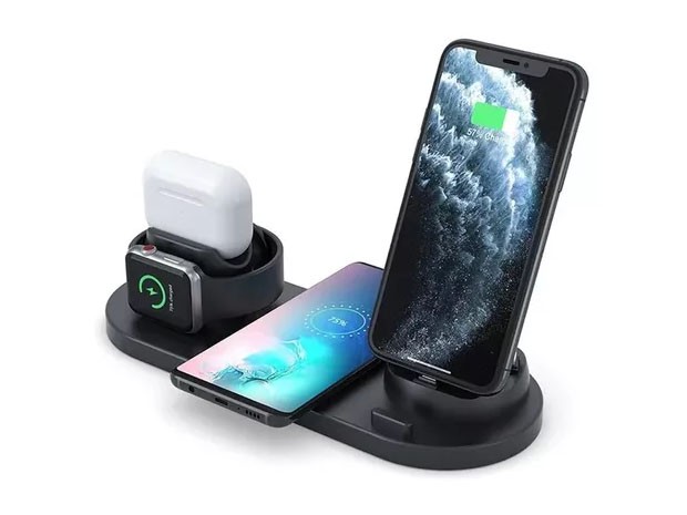 &+ CARGADOR CELULAR BASE DOCK STAND 6 EN 1 BXD-08